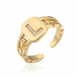 L - Initial Ring - Gold tone